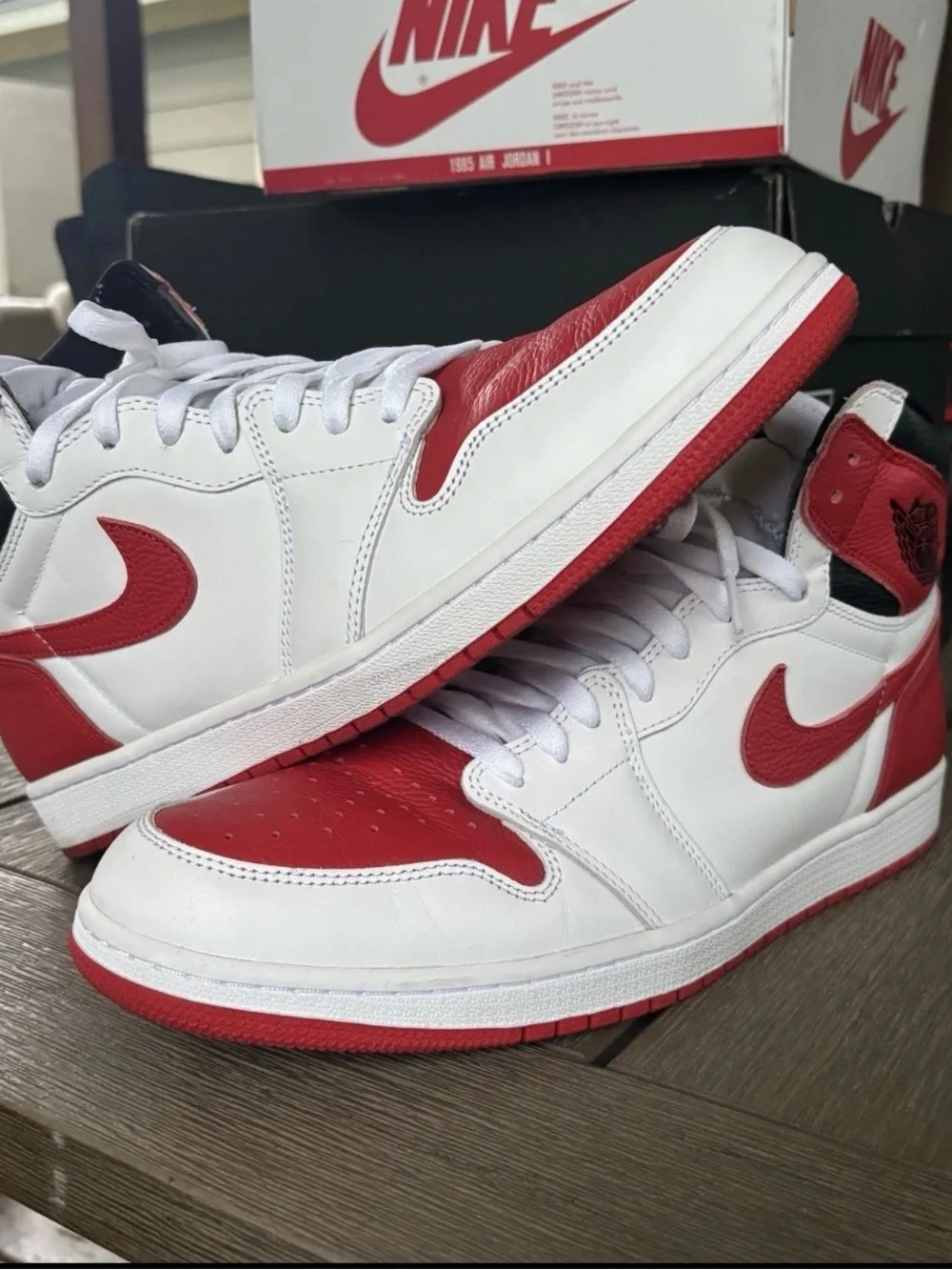 Size 15 - Nike Air Jordan 1 Retro High OG Heritage Red/White - BARELY WORN